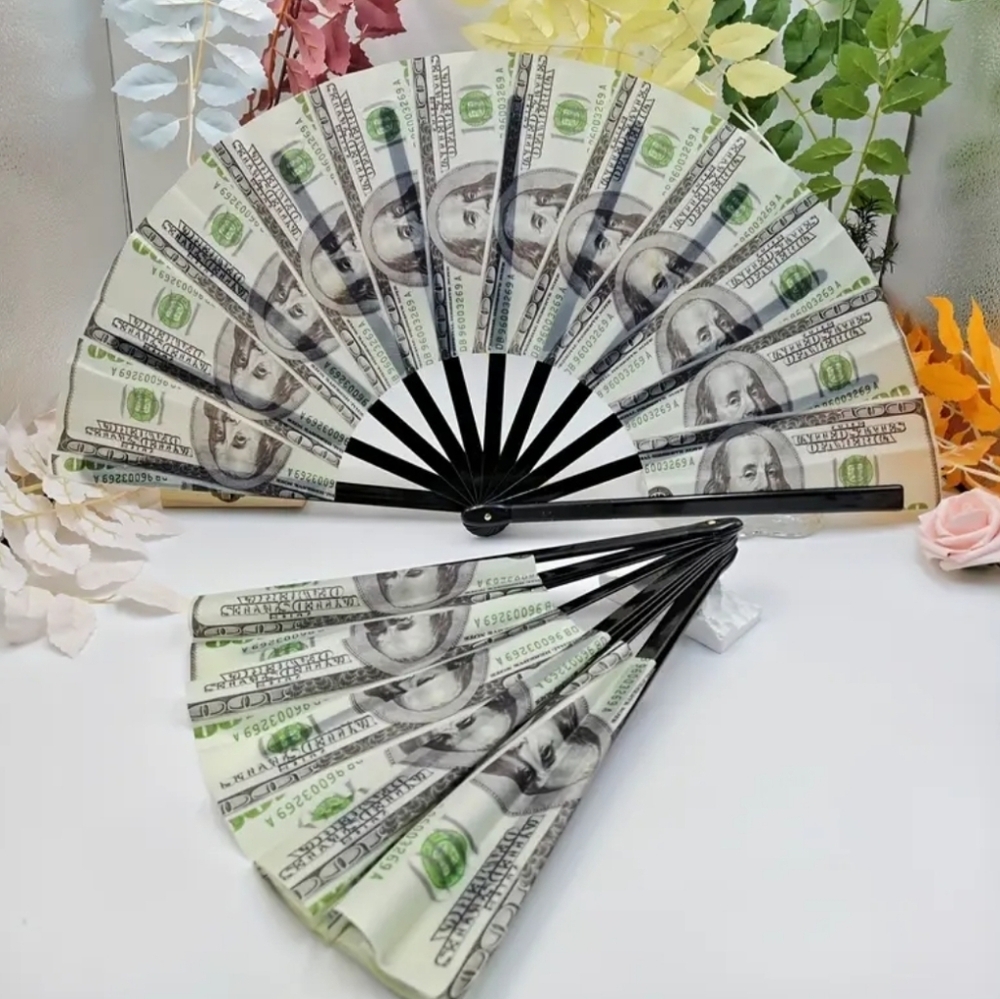 Stylish Money Print Hand Fan - Picture 4 of 5